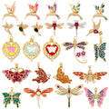 Dainty Butterfly Dragonfly Bird Bee Charm PendantTrendy Oil Dropped 18K Gold Inlaid Zircon Animal Jewelry Necklace Supplies L35
