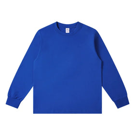 230gsm Heavy Combed Cotton Long Sleeve T-shirt Female Youth Autumn Simple Round Neck Tee Shirt Solid Color Base Shirt Male