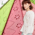 Newly Released Cotton Voile Lace Fabric with Embroidered Eyelet Design Plain Style Woven Pattern for Girls' Garments Dresses