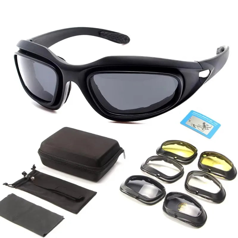 Olive Green Tactical Glasses with 3 Interchangeable Lens High Impact Eye Protection