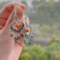 Handmade Chakra Spiritual Healing Stone Natural Jadeite 925 Sterling Silver Hook Charm Drop Earrings