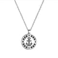 Custom LOGO 316 Stainless Steel Anchor Compass Pendants Necklace Men's Jewelry with Black 5A Cubic Zirconia Symbol Freedom