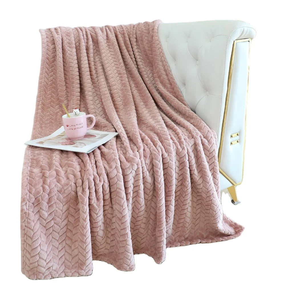 Factory Wholesale Best Selling Yanxi Modern Four Seasons Gift Jacquard Bed Super Soft Microfiber Flannel Fleece Throw Blanket