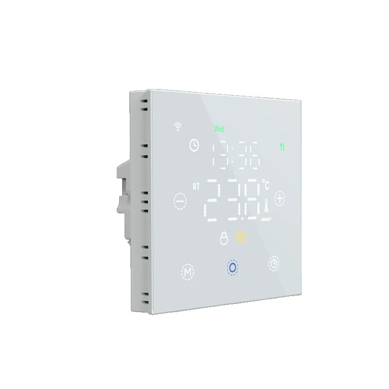 Rti-Tek V8W.703 3A Programmable Tuya WiFi Hydronic NTC Sensor Thermostat Water Heating Touch Screen LED IP20 Protection Easy
