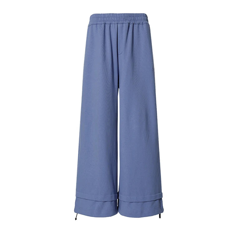 Sweatpants Manufacturer Custom High Quality Wide Straight Leg Breathable Sweatpants Double Layer Adjustable Cuffs Pants