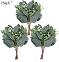 Artificial Eucalyptus Leaves Stems With White Seeds Short Silver Dollar Faux Eucalyptus Branches Greenery Stems Plants FZH360