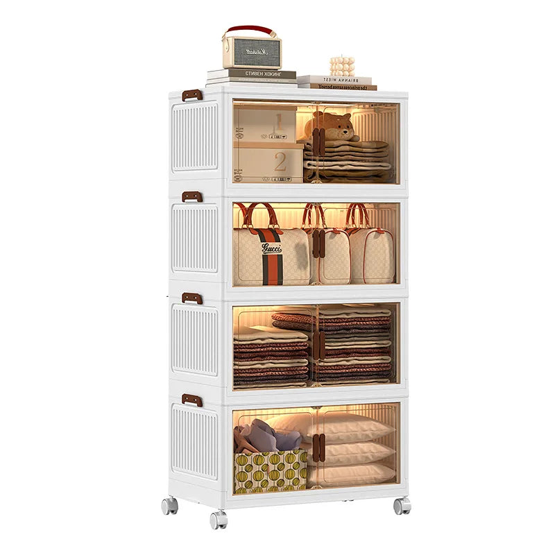 Modern Multi-Layer Square Household Storage Cabinet PP Plastic Folding Storage Box Aluminum for Clothing Toys Injection