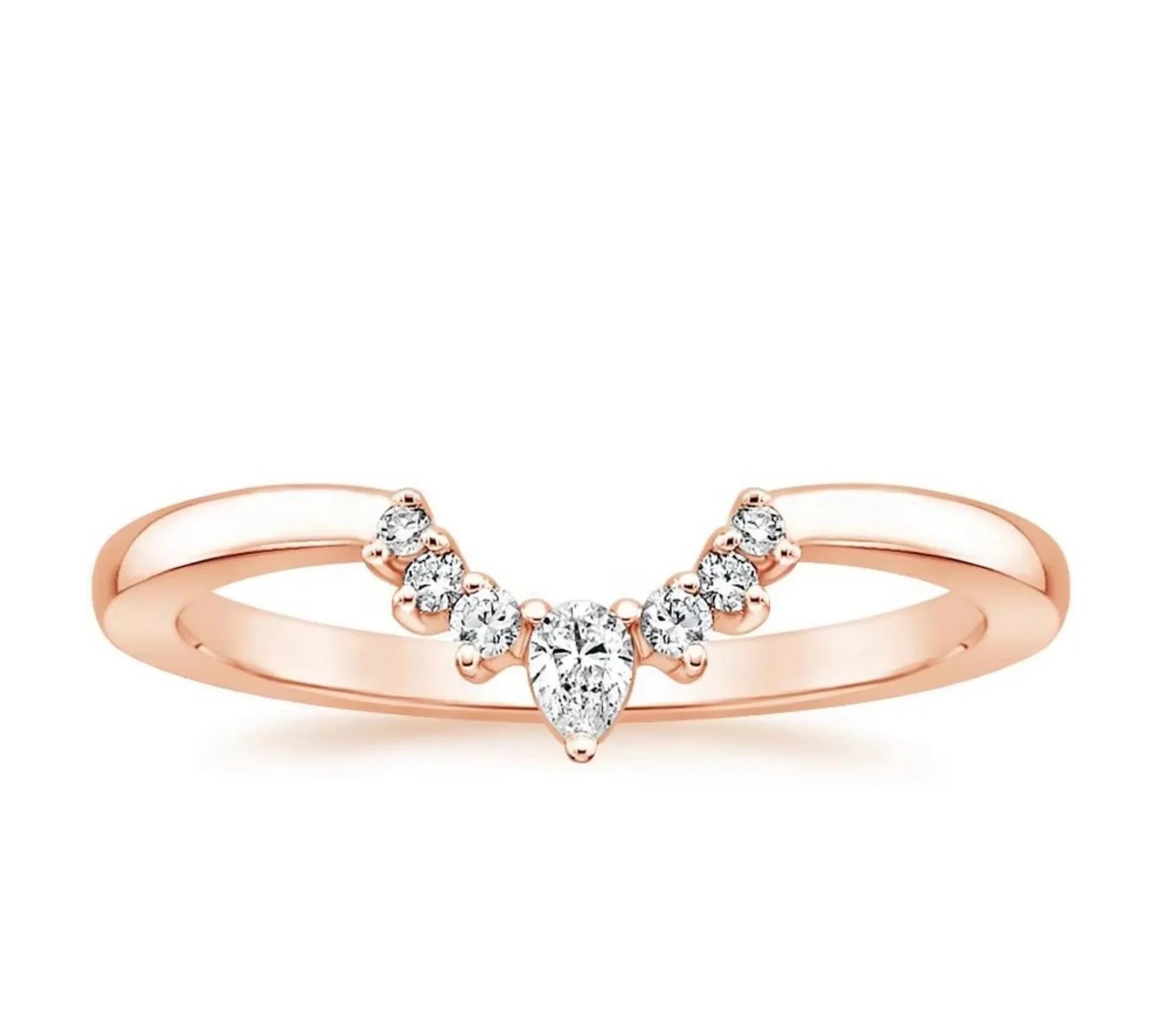 OAHLAN Trendy Geometric Fashion Jewelry Eternity V Shape Cubic Zircon Women Stackable Copper Ring Engagement Wedding