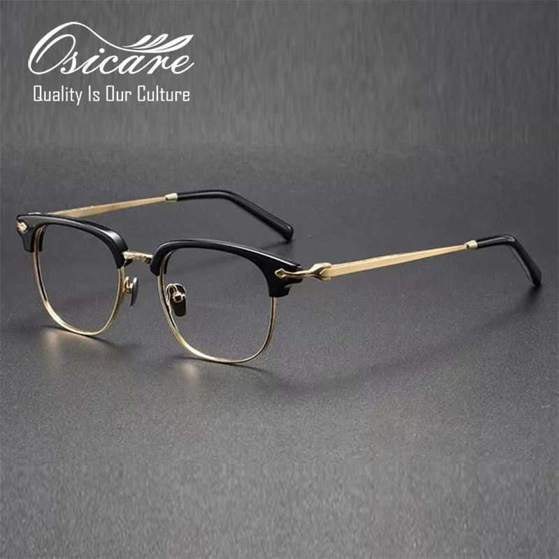 Luxury Brand Lunettes De Marque De Luxe Black Vintage Lens Classic Print Mixed Titanium Computer Designer Glasses Frames for Men