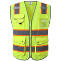 Customize Logo Multi Pockets Men's Reflective Vest Security Yellow Safety Vest Roadway Working Hi Vis Vest Safety Clothing