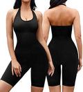 Women Yoga Jumpsuit Halter Sport Romper Shorts Ribbed One Piece Bodysuit Seamless Bodycon Workout Gym Activewear Jumpsuit