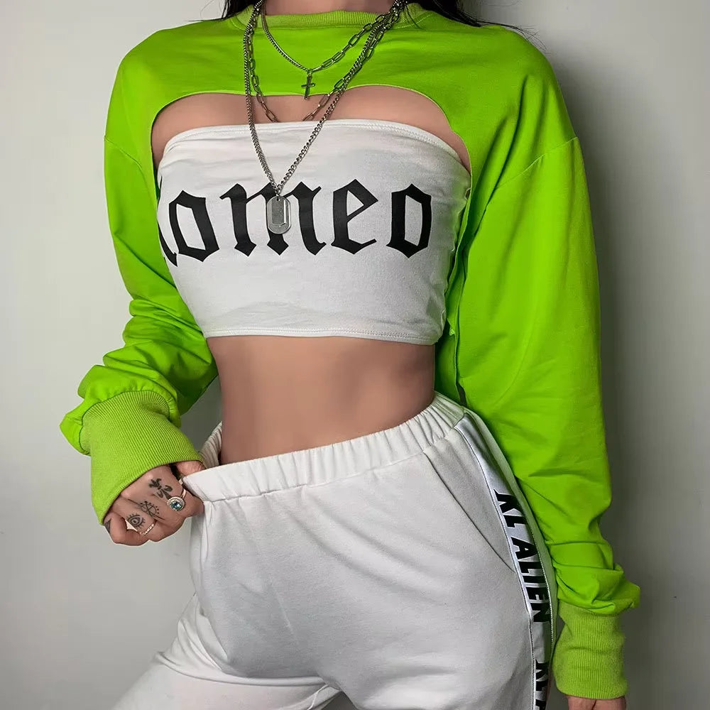 High Street Cropped Long Sleeved Sweatshirts Girl Jumper Sweatshirt Crop Top Tee Fashion Top for Girls Spring 2022