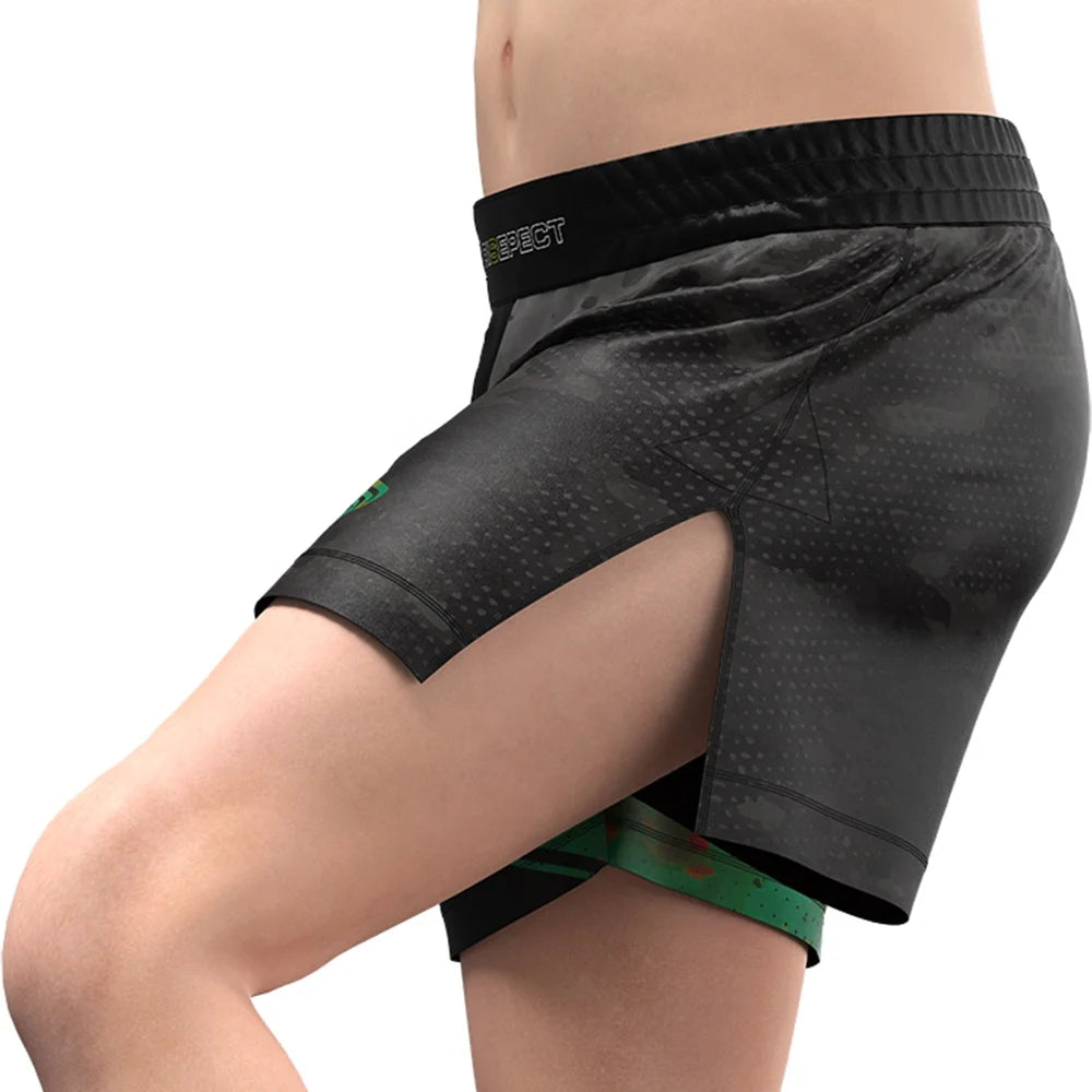 Engage Gladiator Venom No Fight Grappling Shorts With Long Slits Mid Thigh Cut Fitted Hybrid Mma Shorts