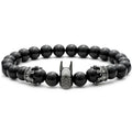 8mm Helmet Crown Bracelet Black Agate Stone Men's Hand Accessories Gift