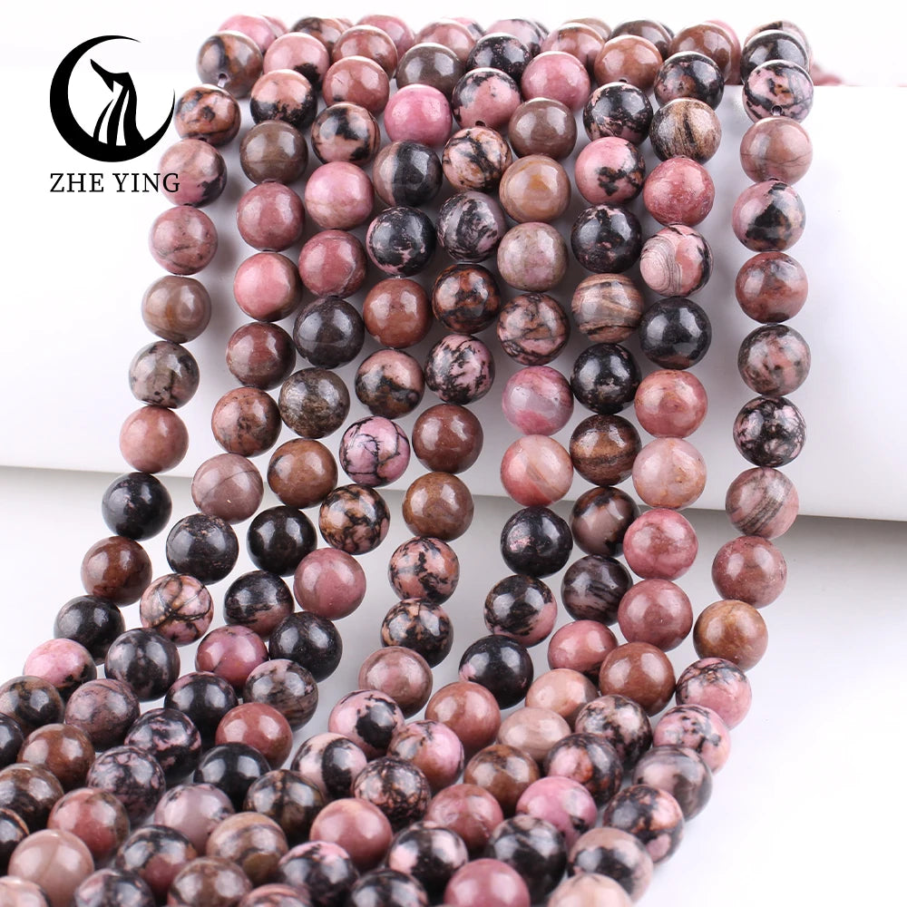 Zhe Ying 6/8/10mm Cheap Rhodochrosite Beads Jewelry Bracelet Natural Stone Beads for Jewelry Making Natural Rhodochrosite Beads