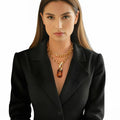 2Pcs/Set Hip Hop Acrylic Leopard Print Hoop Pendant Necklace for Women Fashion Lady Daily Cuban Link Chain Necklace Jewelry Gift