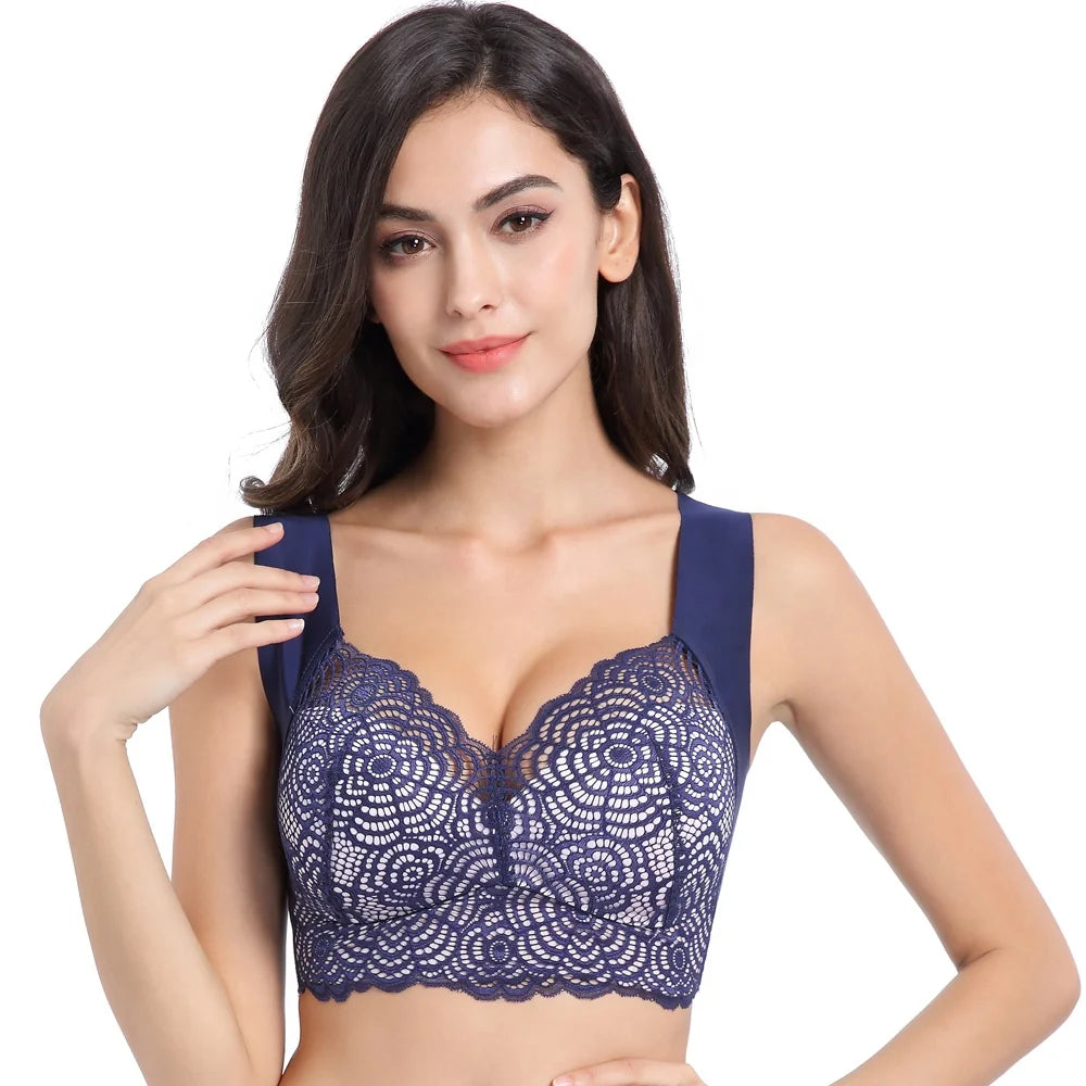 Wire Free Lace Bras for Women Plus Size Vest Lingerie Thin Cup Brassiere Eveyday Wear