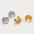 Versatile Simple Brass Electroplated 18k Gold C-shaped Irregular Lava Mottled Texture Hoop Earrings Jewelry Customization