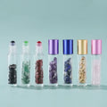 Hot Sale Custom Box logo Perfume Roller Bottles Chips Essential Oil Glass 5ml 10ml Roll on Bottle with Gemstone Roller Balls