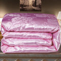 YongHo Modern European American Satin Jacquard Winter Warm Silk Quilt Natural Silk Lightweight Pink Duvet