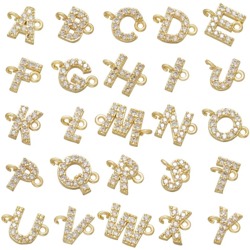 Wholesale Top Quality Cubic Zircon Alphabet Letter Connectors Charms for DIY Jewelry Making