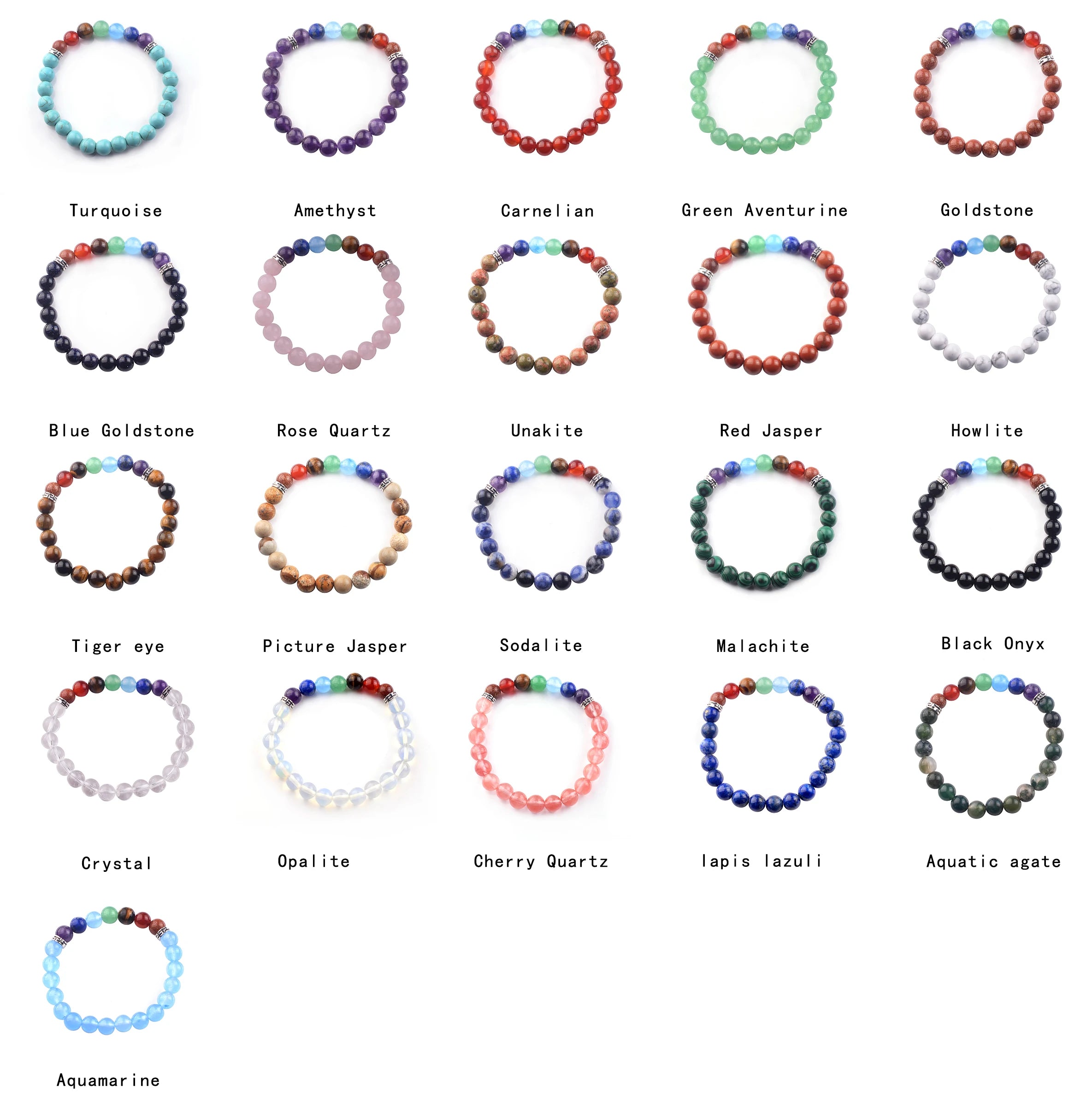 7 Chakra 8MM Crystal Bead Bracelet with Natural Chakra Crystal As a Holiday Gift for Friends and Family