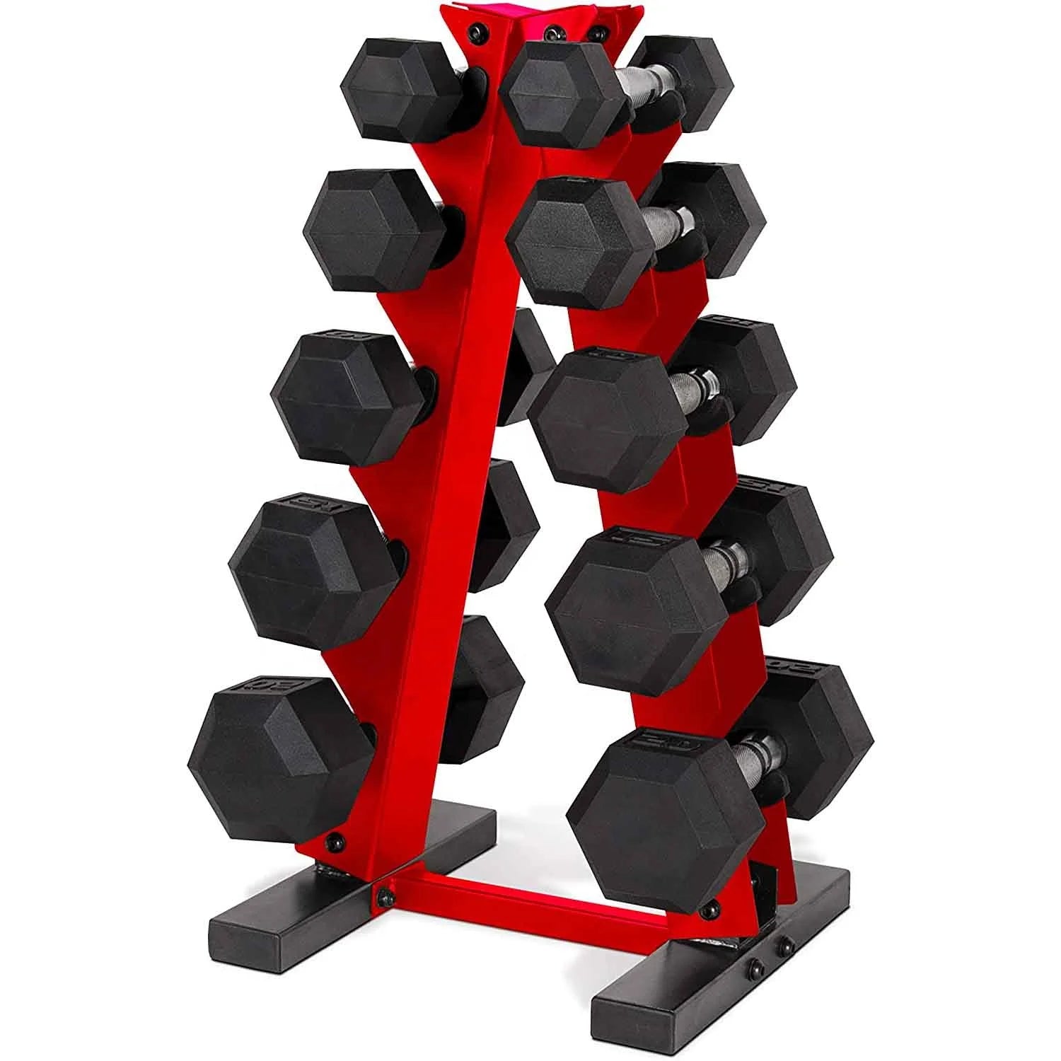 FDFIT Adjustable Dumbbell Rubber Hexagonal Weight Dumbbell Racks Hex Dumbbells Set Rack Pounds Weight Racks
