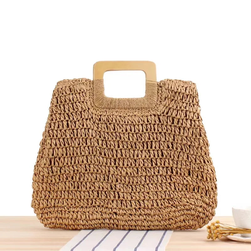 Straw Tote Bag Women Hand Woven Large Casual Handbags Hobo Straw Beach Bag with Lining Pockets for Daily Use Beach Travel