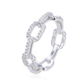 Classic Eternity Band White Gold Plated Curb Chain 925 Sterling Silver Women's Engagement Ring Jewelry