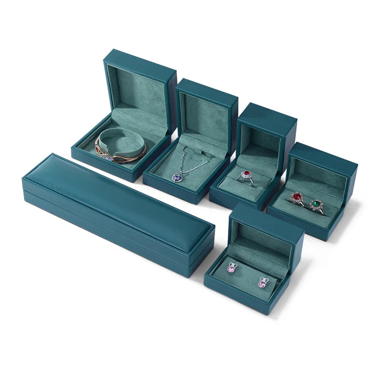 PU Leather Custom Ring Jewelry Box Double Ring Pendant Bracelet Earring Wedding Eco-friendly Boxes