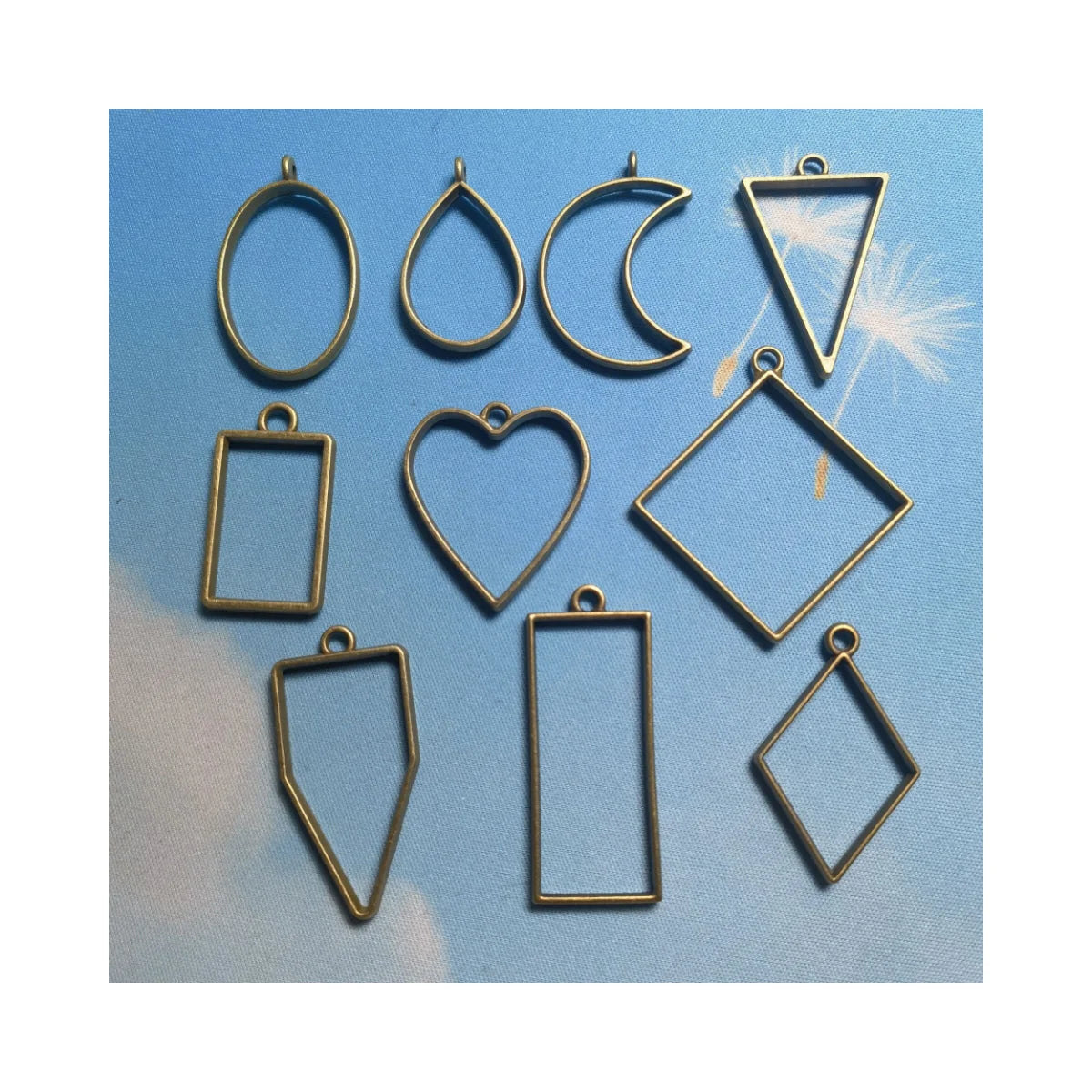 Alloy Geometric Frame Jewelry Charms 11pcs/set Hollow Star Rectangular Diamond Triangle Square Heart Pendants Silver Color