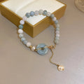 Peach Flower Jade Bracelets for Women Girls Chinese Fashion Ancient Red Agate Beads Charm Bracelet Woven Hand Rope Jewelry Gift