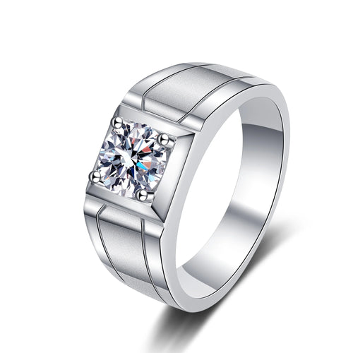 0.5/1 Carat Hip Hop High Quality Fine Jewelry Wholesale 925 Sterling Silver Moissanite Frosted Fashion Ring Men Adjustable