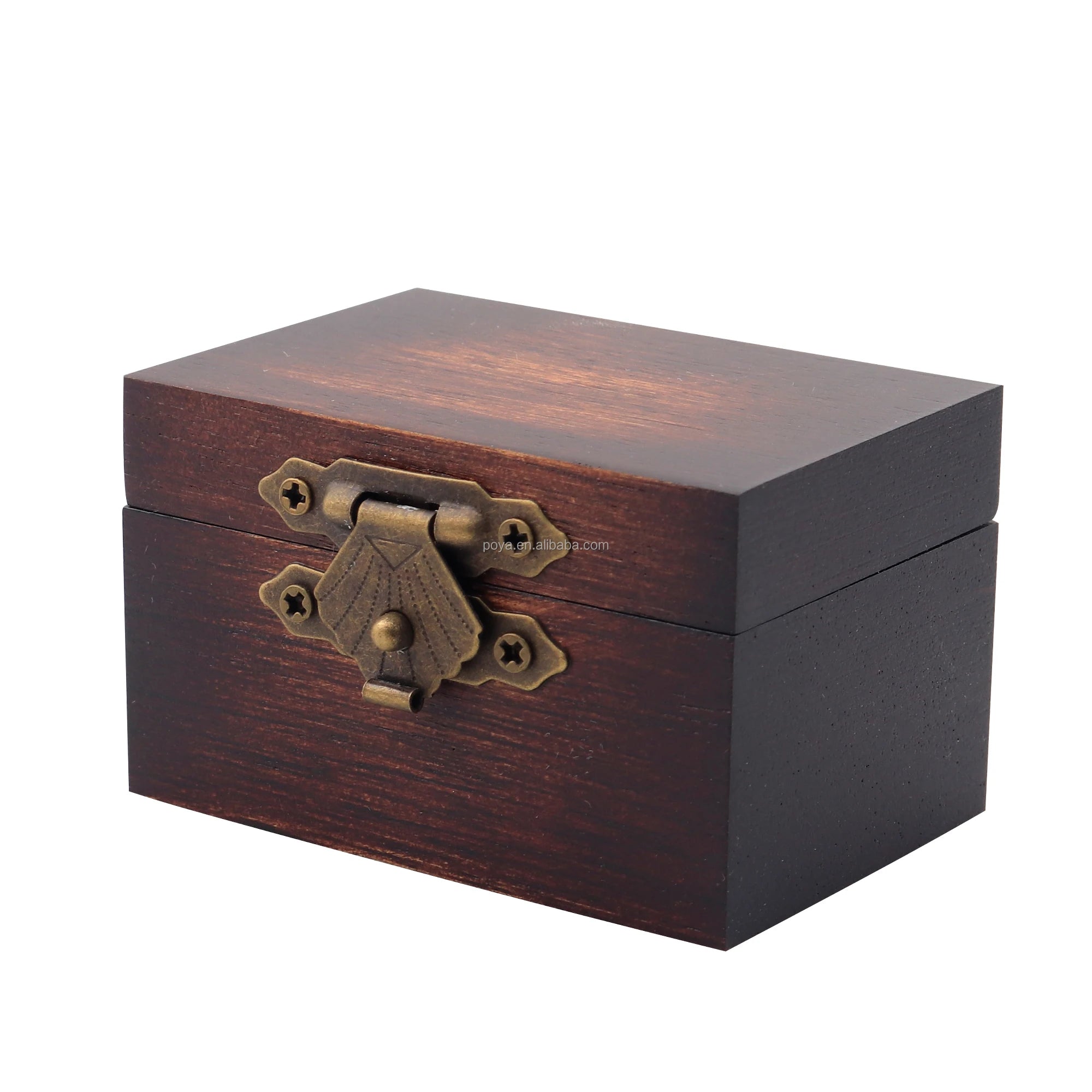 POYA Natural Koa Wood Ring Box Wooden Wedding Ring Holder Engagement Personalized Engraved