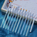 Professional Clear Shiny Acrylic Handle Nail Art Painting Liner Pen With Hat UV Gel Brush Set Nail Gel Brush DIY Manicure