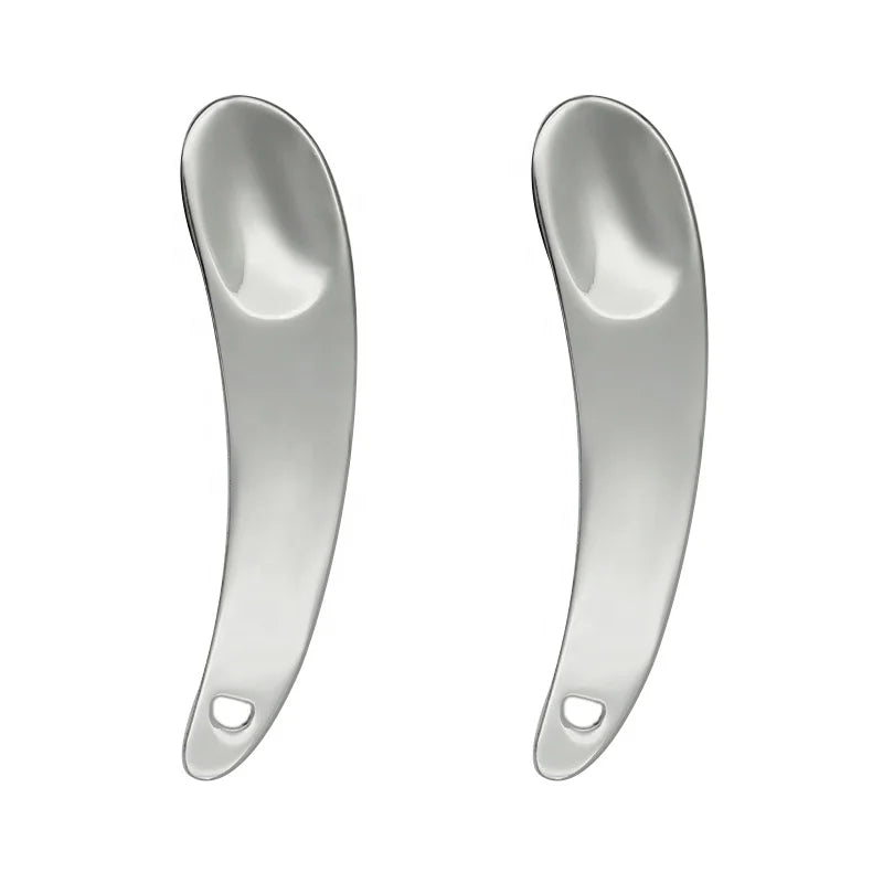 Elegant Crescent Cosmetic Spatula 56mm Mini Silver Facial Cream Spatula Spoon