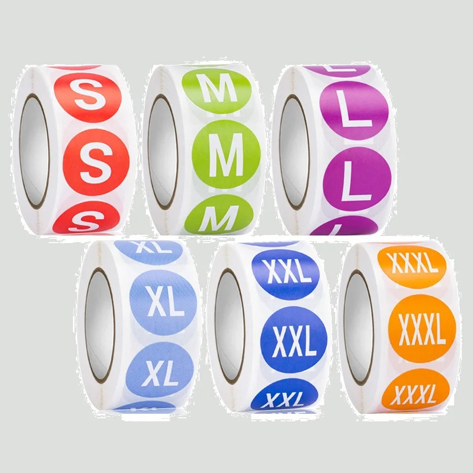 Garment Size Roller Sticker Label Roll for Clothing Vender Clothes