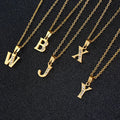 Trendy 18K Gold Plated A-Z 26 Alphabet Pendant Titanium Stainless Steel Zircon Initial Letters Necklace Jewelry for Women