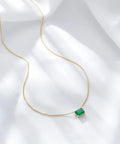 Vintage Jewelry Creative Charm Necklace 925 Sterling Silver Emerald Cz Stone Cuban Chain Choker Necklace