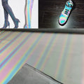 Fashion Hi Vis Luxury Environmental Holographic Artificial Synthetic PU Leather rainbow Reflective Material for Bag Shoes Upper