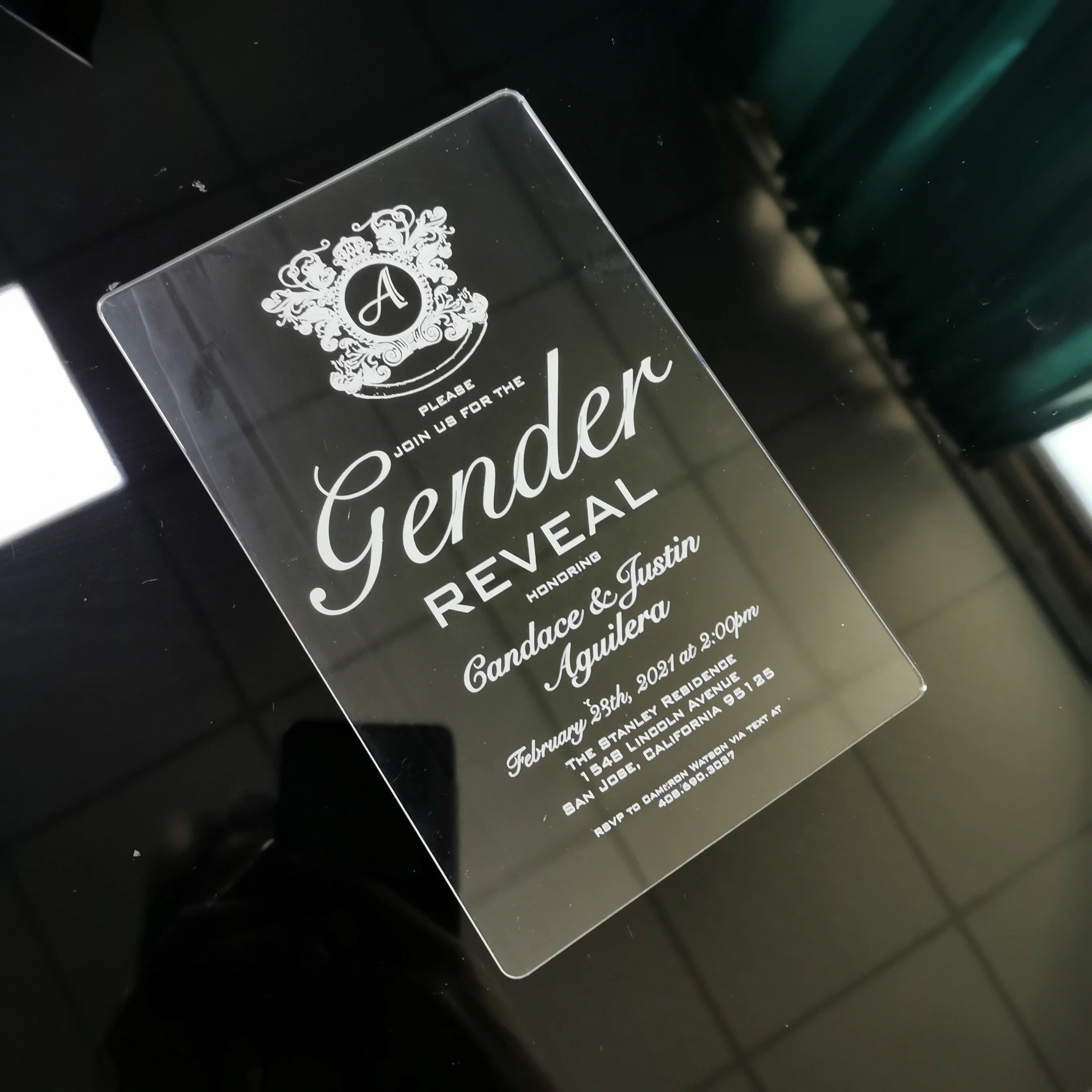 Acrylic Invitation with Printing with Envelop