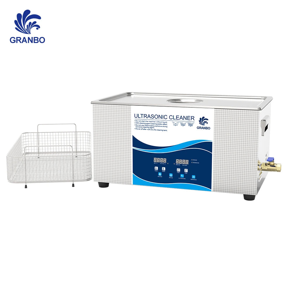 GRANBO 22L Electric 40KHz Industrial Ultrasonic Cleaner Digital Timer Adjustable Heater Degassing Cleaning Metal Parts Removing