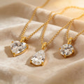 Wholesale 18K PVD Gold Plated Stainless Steel Heart Water Drop Zircon Necklace Waterproof Non Tarnish Dainty Jewelry Daily Wear MegaBDM