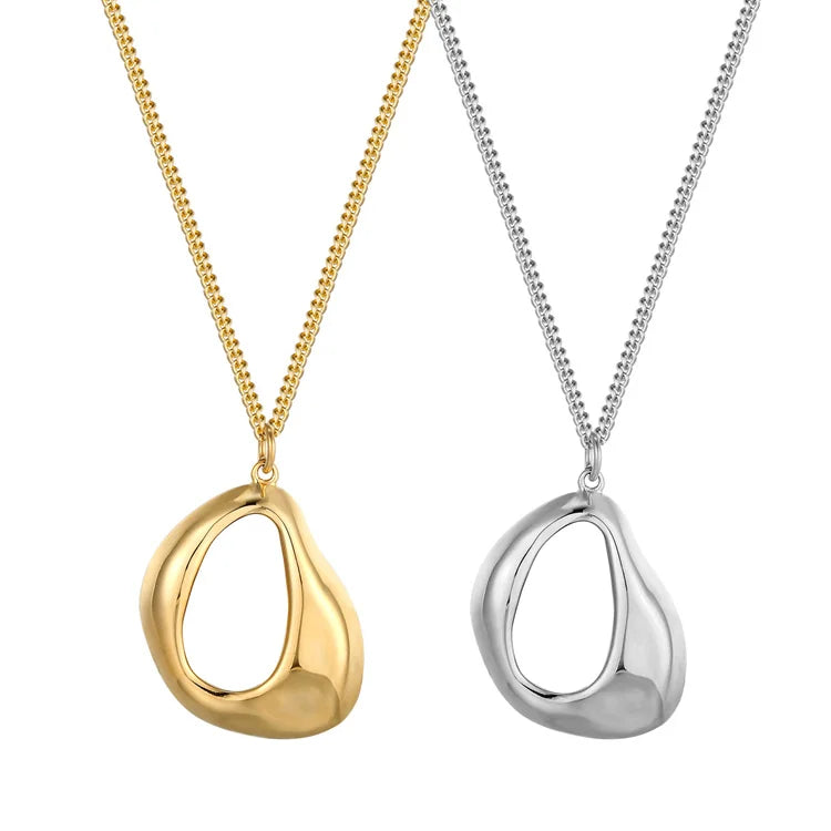Factory Direct Sale Stainless Steel Irregular Design Gold Plated Curb Chain Pendant Necklace for Women