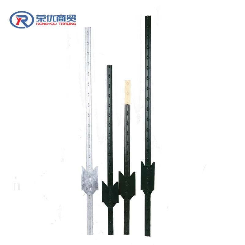 Galvanized and Green Metal studded  T Fence Post with Milk Top Color for Cattle Fence