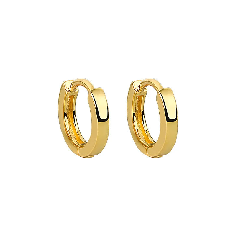 Punk Women Men Small Huggie Earrings Gold Color Round Smooth Circle Hoop Earrings Jewelry