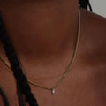 Joolim  18k Gold Plated Dainty Small Green Jewelry Water Drop Pendant Dainty Chain Necklace Stainless Steel Jewelry