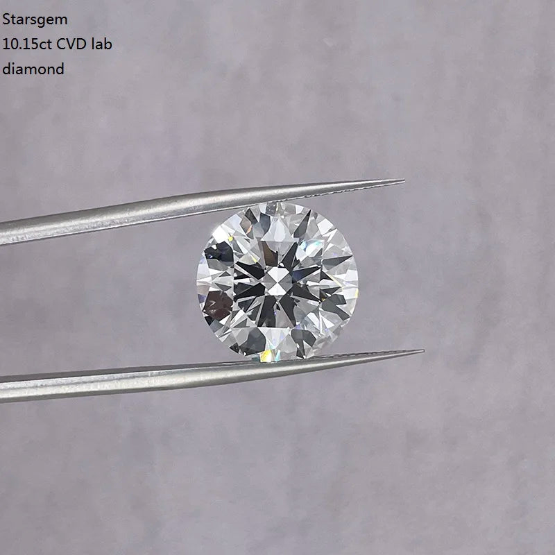 Starsgem 10 Carat 13mm E Vvs White 3EX Synthetic Lab Created Diamond Igi Certified CVD Diamond