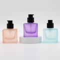1 Oz/30ml Frosted Glass Essence Liquid Foundation Pump Bottle Matte Orange Purple Blue Square Cosmetic Container With Pump