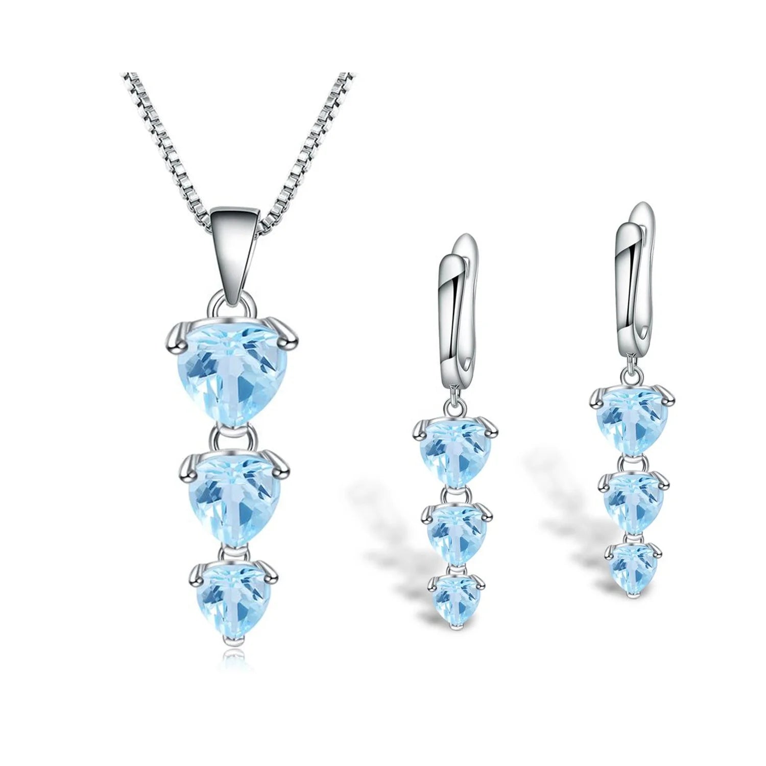 A086 Abiding Fine Jewelry Custom Heart Shape Natural Gemstone Valentines Day Gift Earring Necklace Couple Jewelry Sets